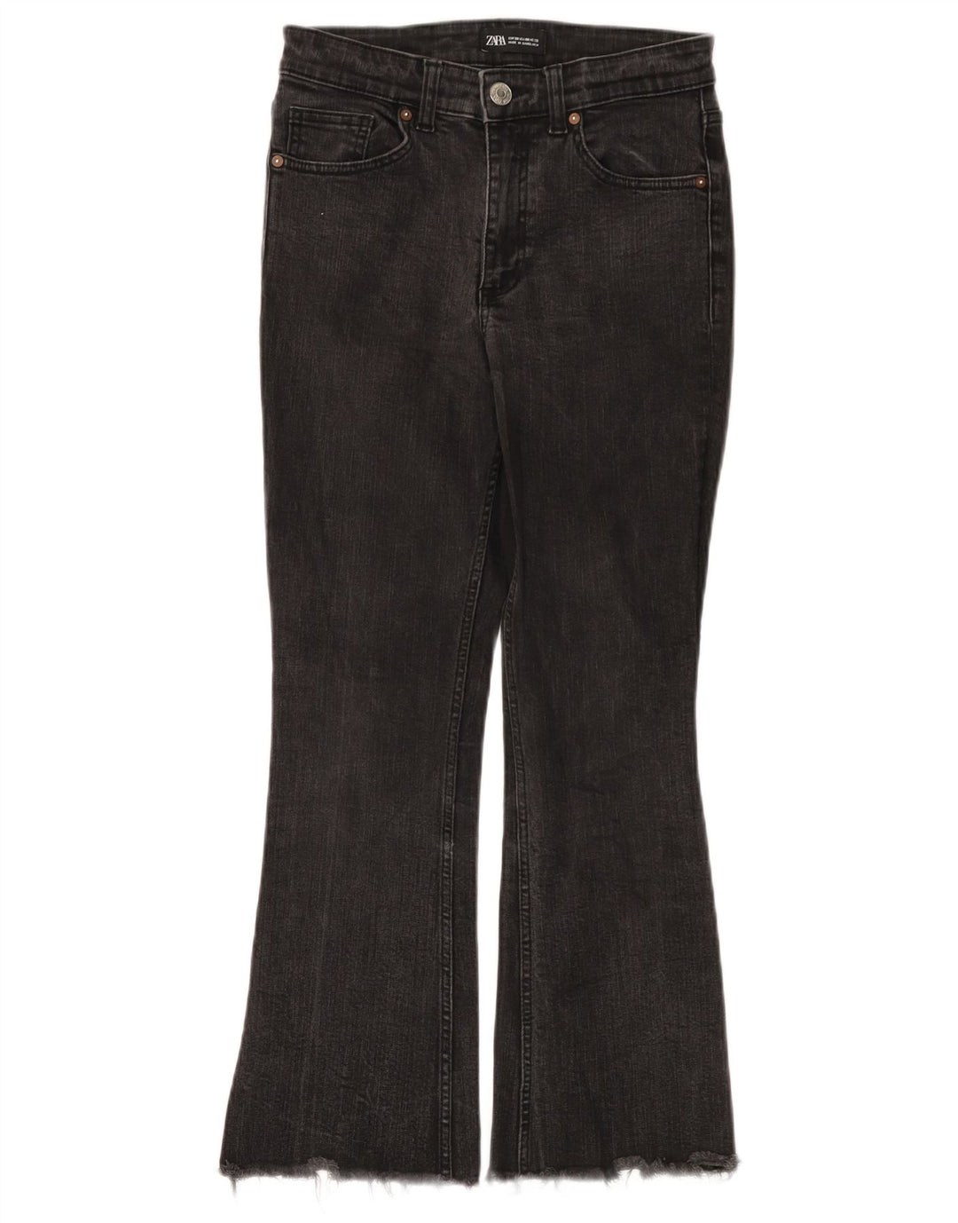 ZARA Jeans feminino largo EU 38 pequeno W28 L25 algodão preto