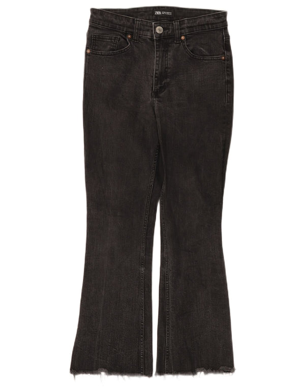 ZARA Jeans feminino largo EU 38 pequeno W28 L25 algodão preto
