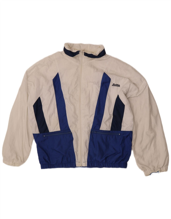 Jaqueta superior de agasalho de ajuste solto masculino ativo grande colorblock branco