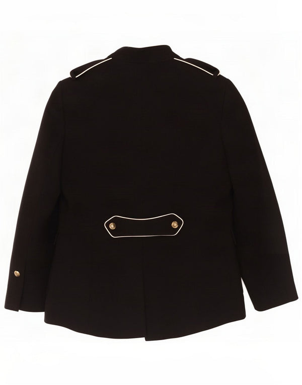 Zara Jaqueta Blazer Feminina Militar Aberta Reino Unido 12 Poliéster Preto Médio