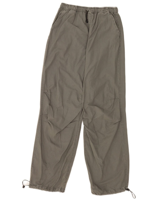 Zara Calça feminina casual de perna larga EU 34 2XS W24 L30 cinza xadrez algodão