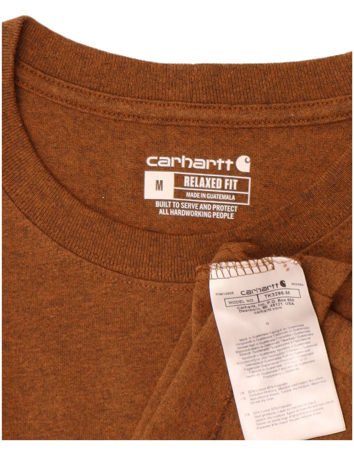Camiseta masculina CARHARTT com ajuste relaxado, algodão manchado marrom médio