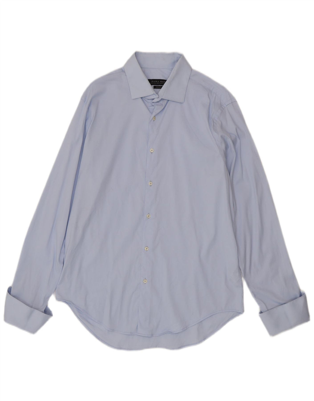 Camisa formal masculina Zara Slim Fit XL azul algodão