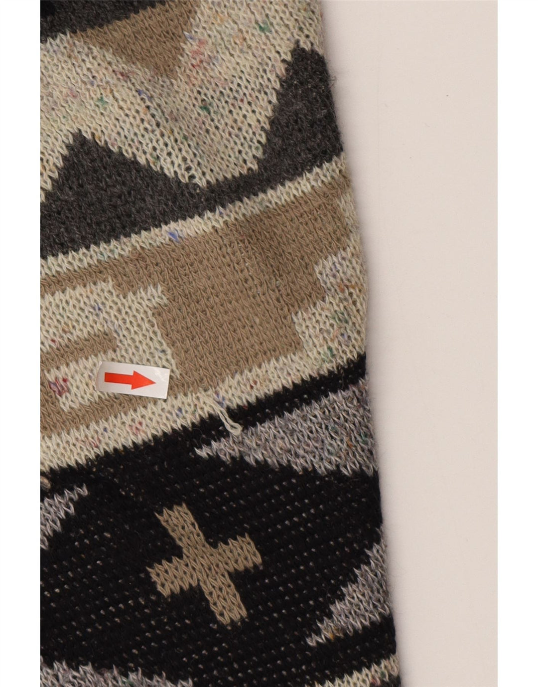 Suéter cardigã masculino VINTAGE XL cinza geométrico acrílico