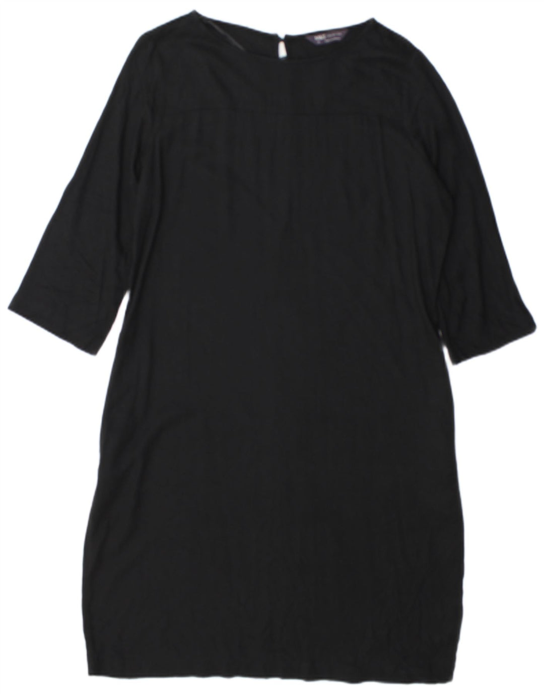 Vestido feminino Marks & Spencer manga 3/4, UK 12, viscose preta média