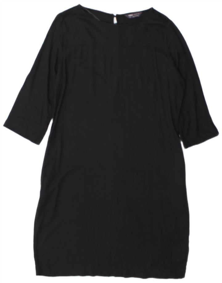 Vestido feminino Marks & Spencer manga 3/4, UK 12, viscose preta média