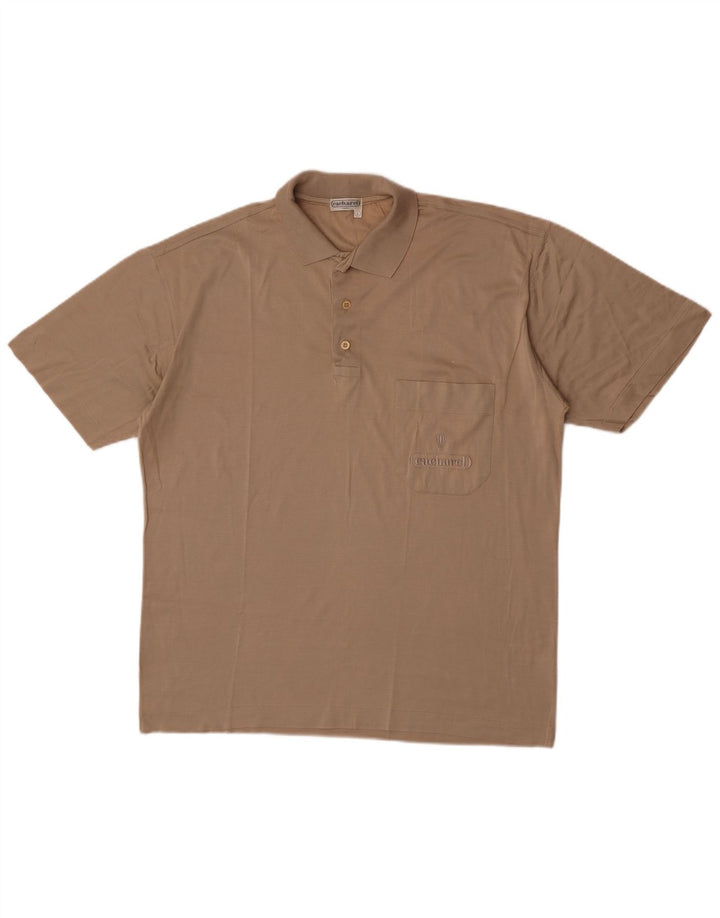 Camisa polo masculina Cacharel grande algodão bege