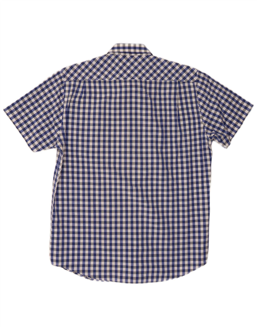 Camisa masculina Pierre Cardin de manga curta azul médio algodão guingão