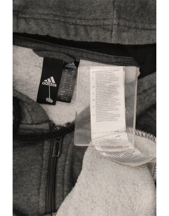 ADIDAS Mens Zip Hoodie Sweater Médio Algodão Cinza