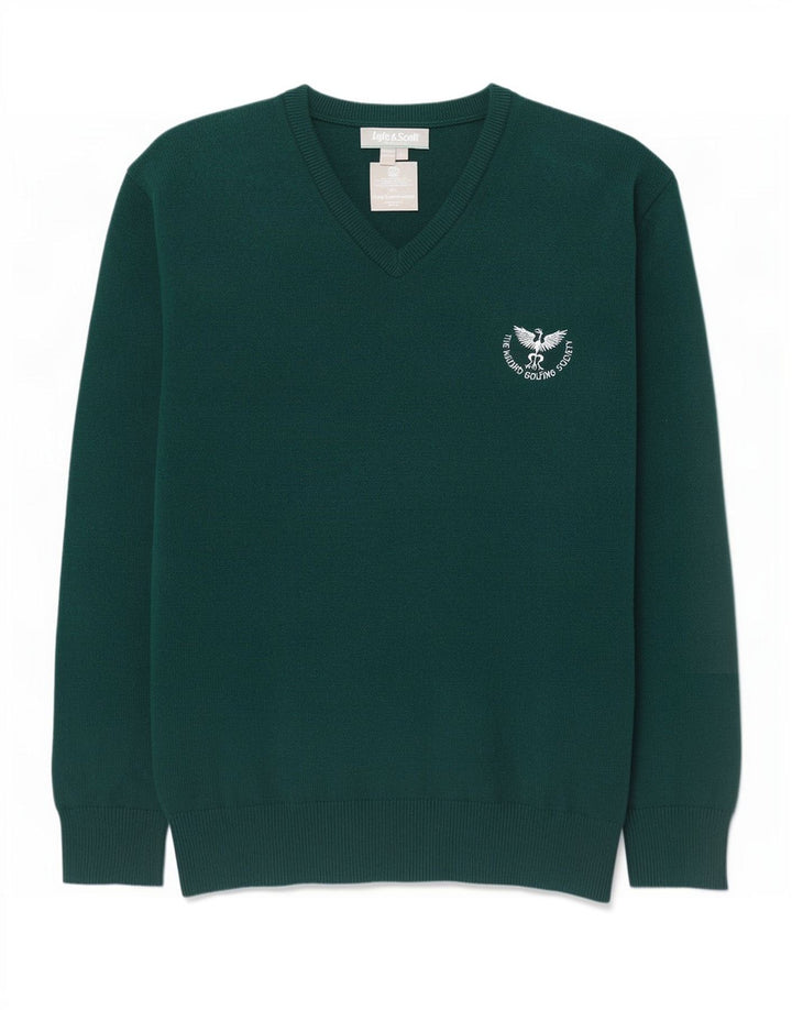 Lyle & Scott Suéter masculino com decote em V 2XL lã verde