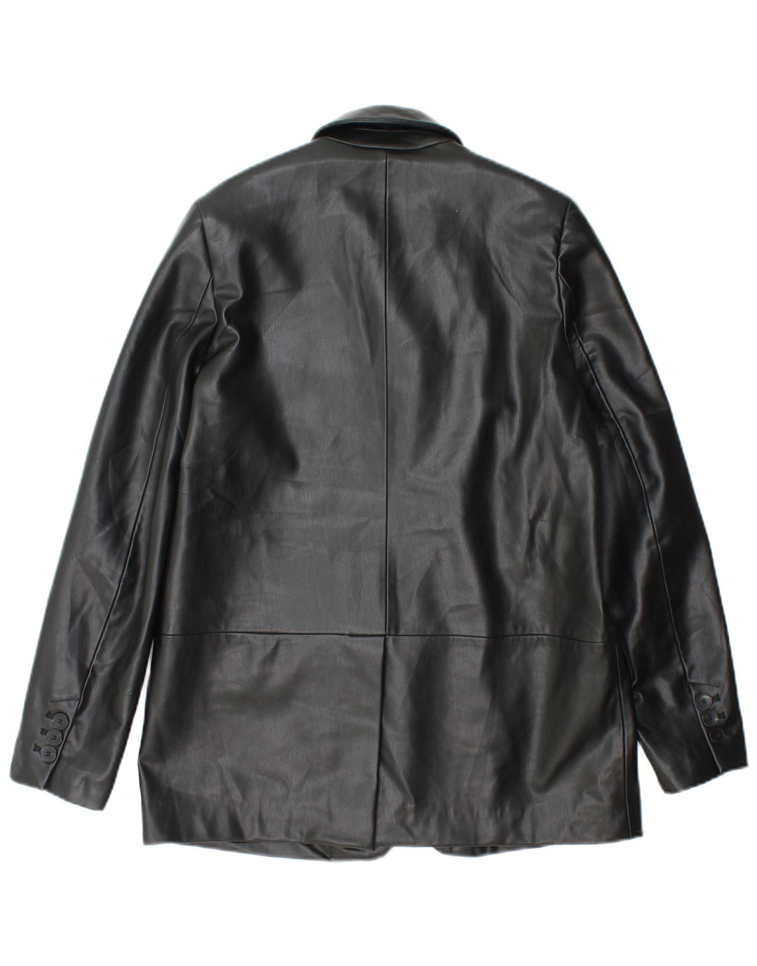 Jaqueta blazer feminina Zara com 1 botão de couro sintético Reino Unido 6 XS preto polietileno