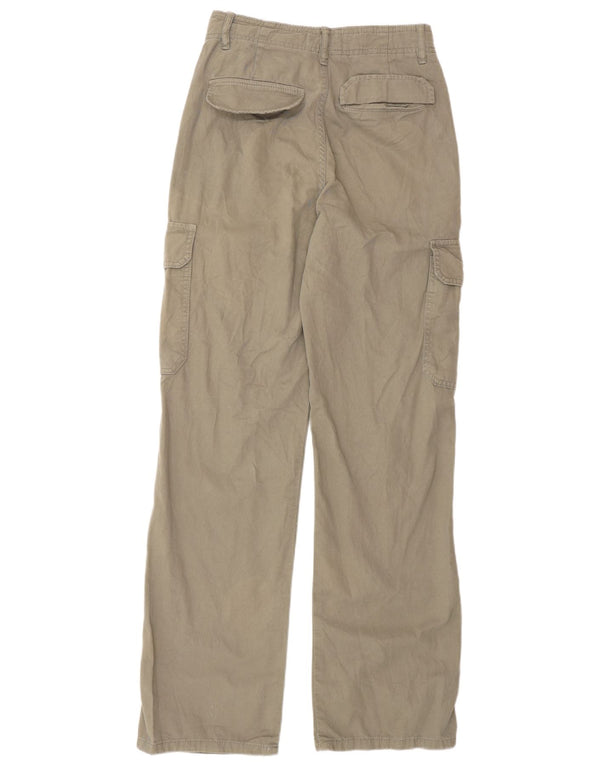 Calça cargo reta feminina Zara EU 32 2XS W22 L30 algodão cáqui