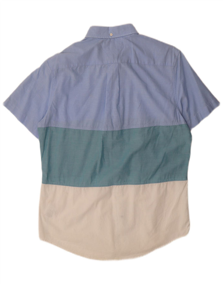 Tommy Hilfiger Camisa masculina de manga curta Custom Fit azul médio Colourblock