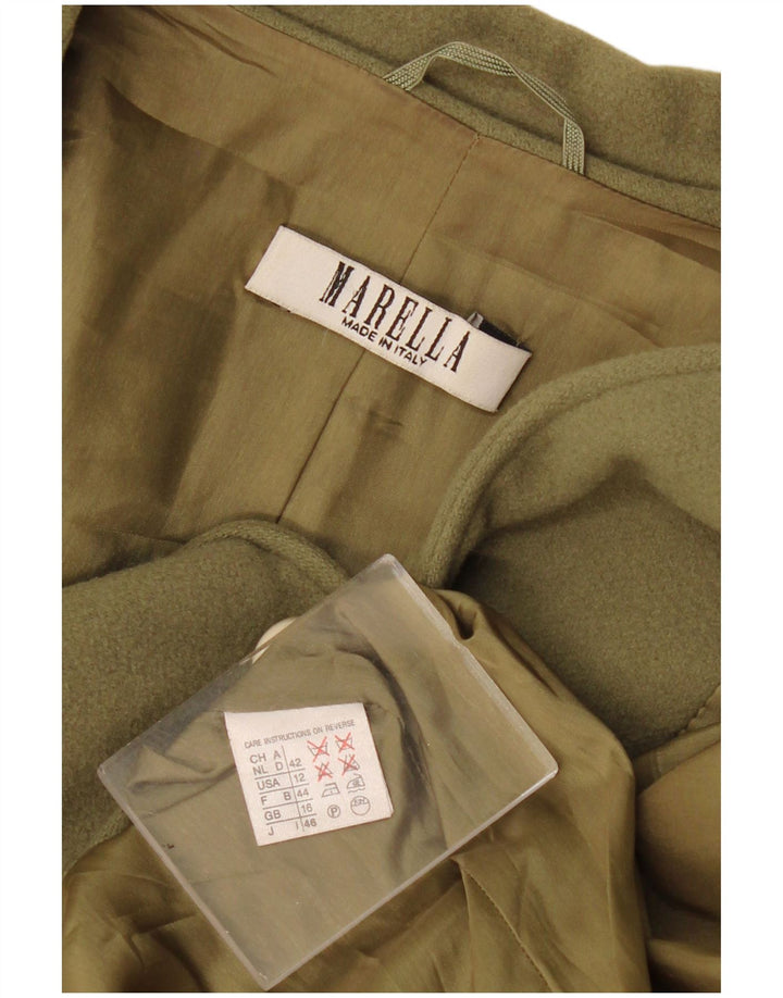 Jaqueta blazer feminina Marella com 1 botão Reino Unido 16 caxemira cáqui grande