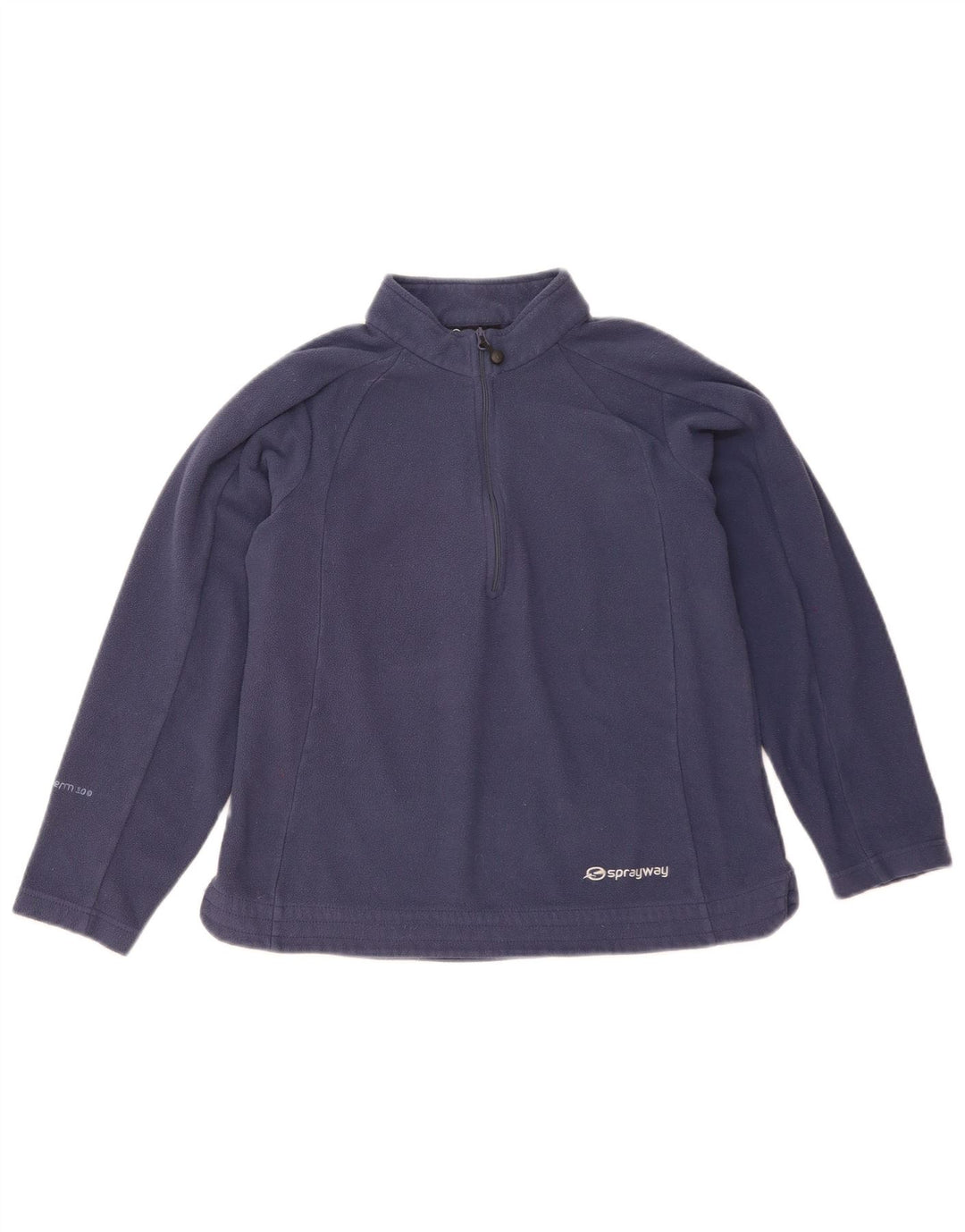 Pulôver de lã feminino Sprayway com zíper e pescoço Reino Unido 10 poliéster azul marinho pequeno