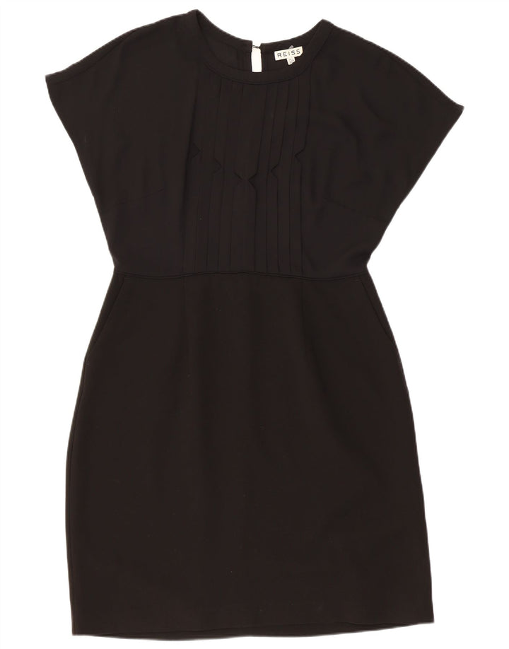 Vestido feminino Reiss A-Line UK 14 grande poliéster preto