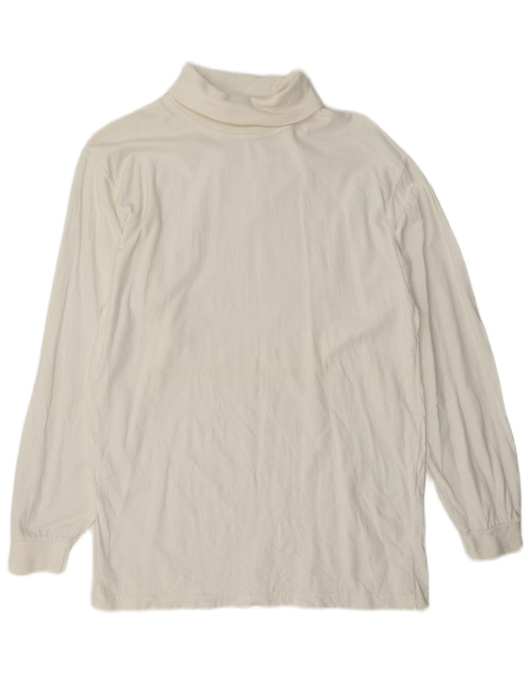 Wrangler Mens Roll Neck Top Manga Longa Médio Branco
