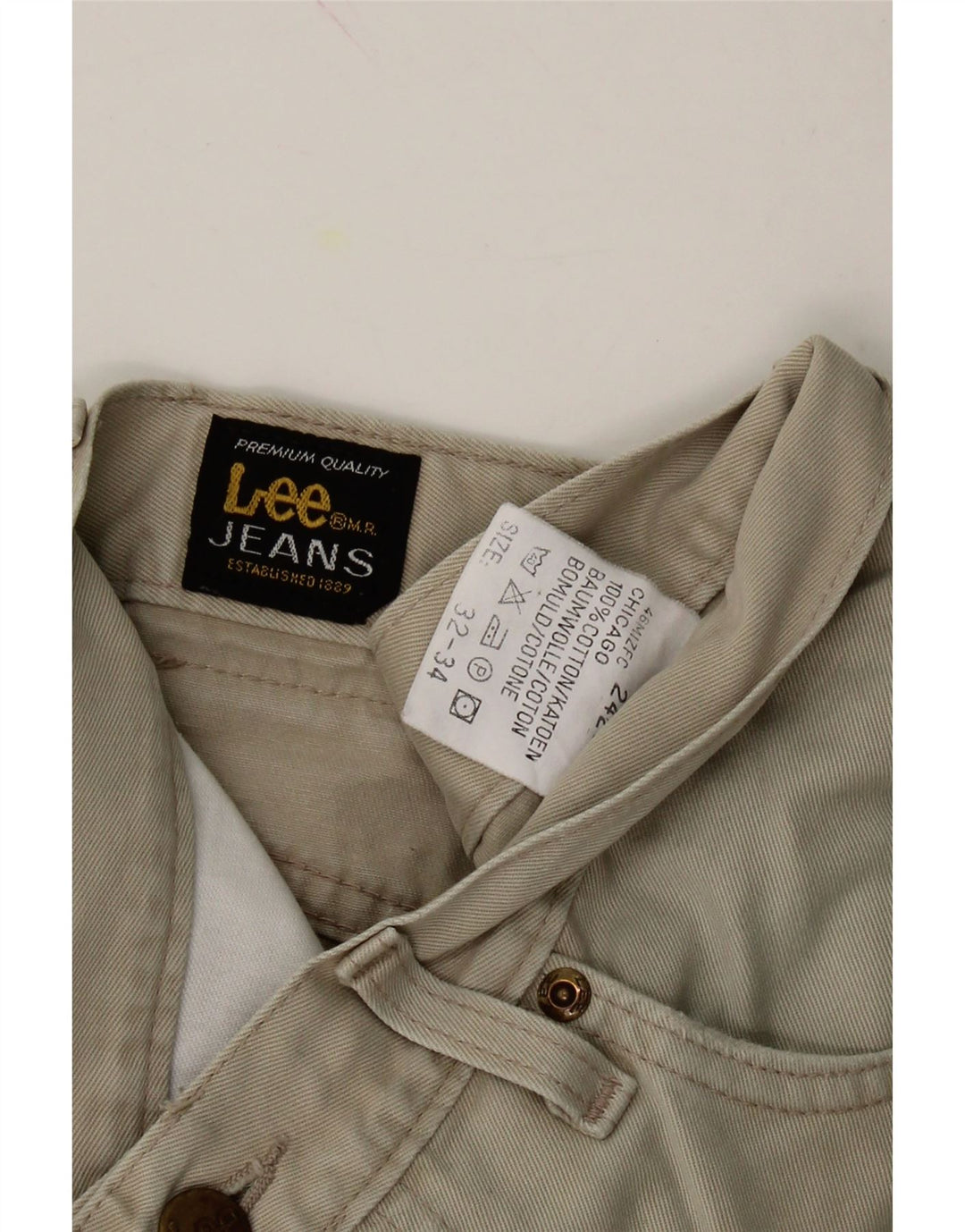 LEE Mens Straight Jeans W32 L28 Khaki Cotton Vintage Lee and Second-Hand Lee from Messina Hembry 