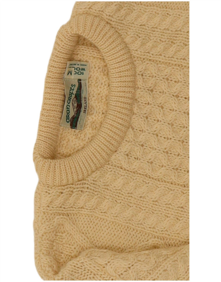 Suéter masculino arancrafts com gola redonda, lã bege médio