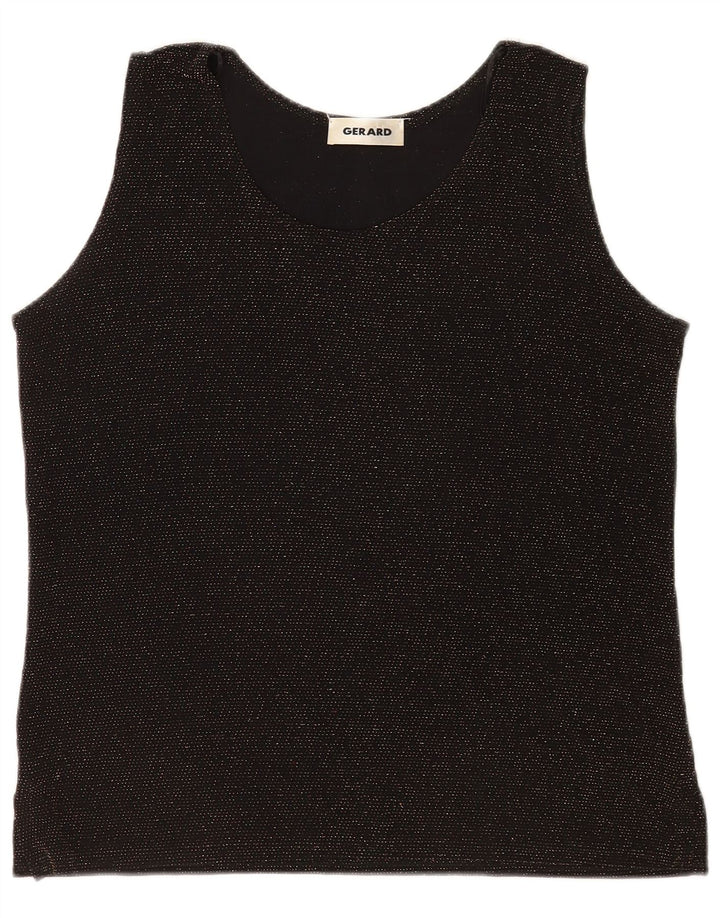 Blusa feminina sem mangas Gerard UK 14 médio preto manchado