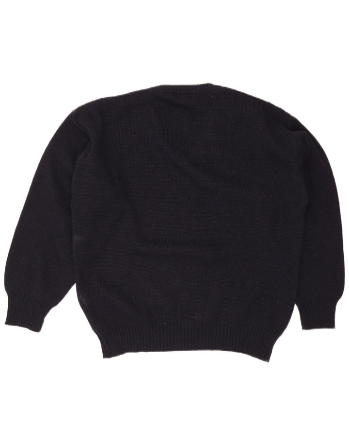 Suéter masculino Tris Line com decote em V IT 48 lã listrada azul marinho médio