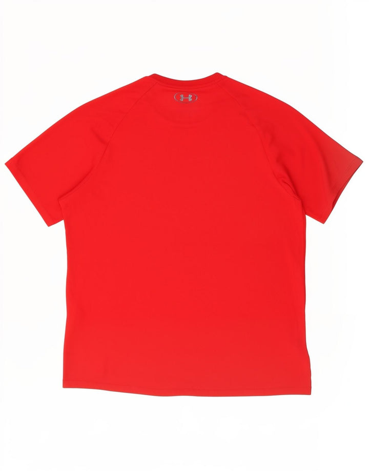 Camiseta masculina Under Armour Top grande de poliéster vermelho esportivo