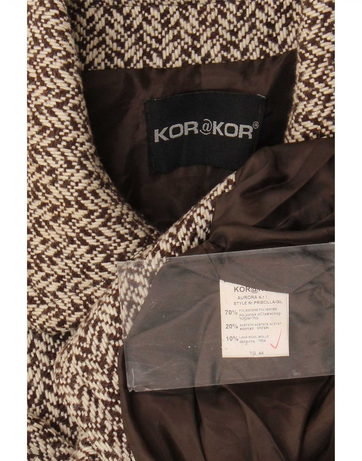 Kor@Kor Pea Coat feminino IT 44 poliéster espinha de peixe marrom médio
