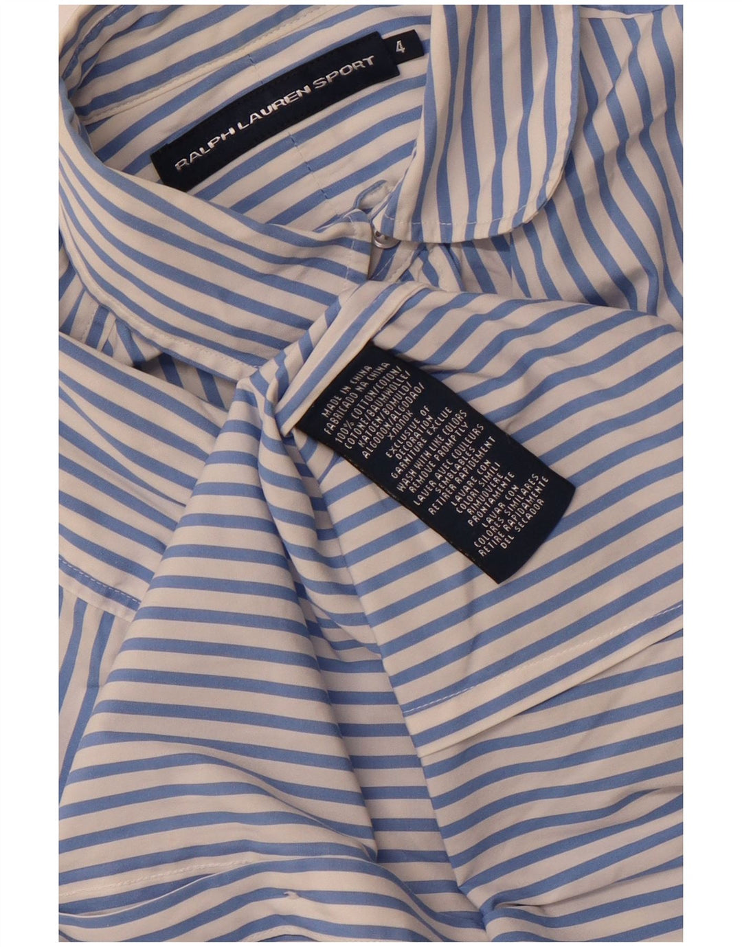 Camisa feminina Ralph Lauren de manga curta US 4 algodão listrado azul pequeno