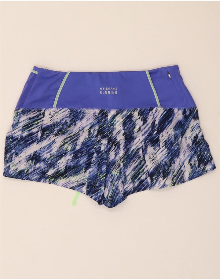 Shorts esportivo feminino NEW BALANCE com padrão abstrato Reino Unido 14 azul médio