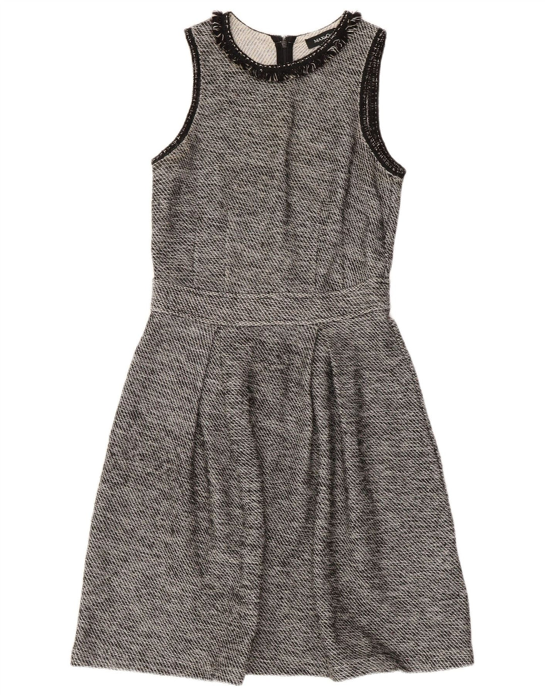 Vestido feminino sem mangas evasê UK 8 pequeno algodão preto