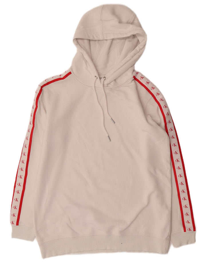 CALVIN KLEIN moletom com capuz gráfico masculino pequeno algodão branco