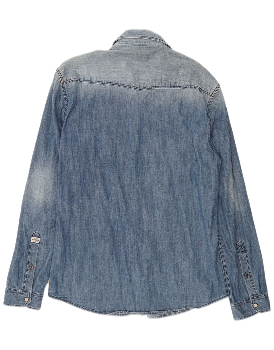 Camisa jeans masculina JACK & JONES grande algodão azul