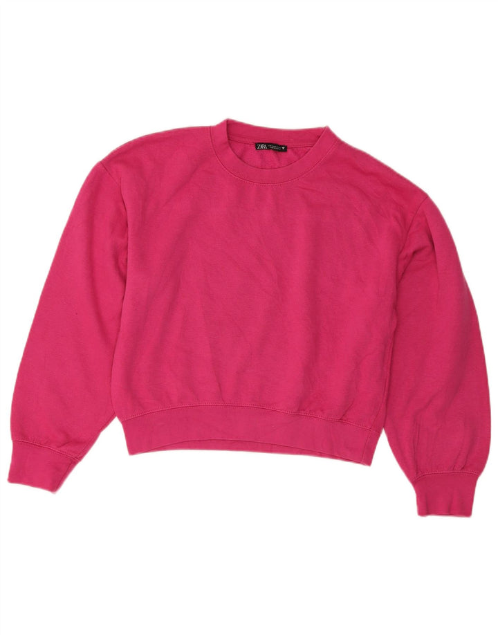 Zara Womens Crop Oversized Moletom Jumper Reino Unido 10 Pequeno Rosa