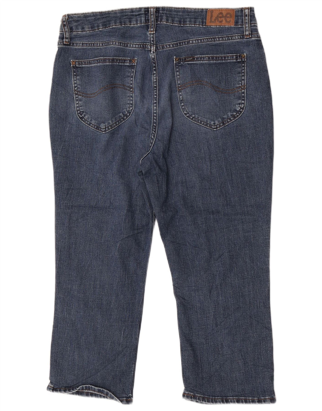 Jeans capri feminino de cintura alta Lee US 14 XL W34 L22 azul poliéster