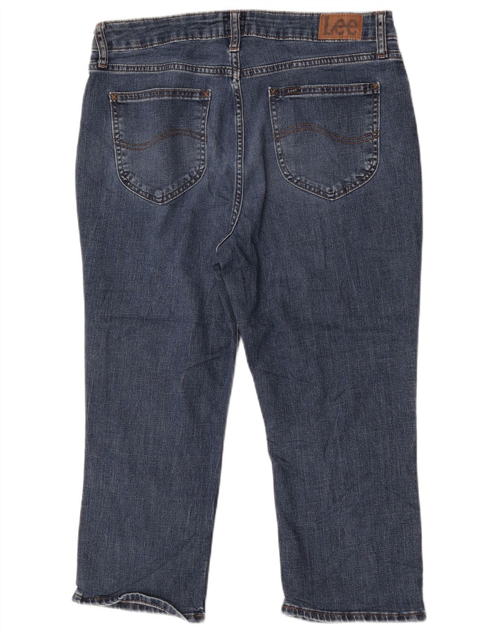 Jeans capri feminino de cintura alta Lee US 14 XL W34 L22 azul poliéster