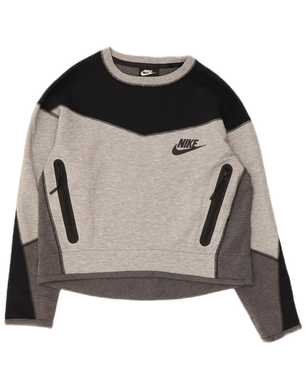 Moletom feminino Nike Jumper UK 6 XS cinza colorblock algodão