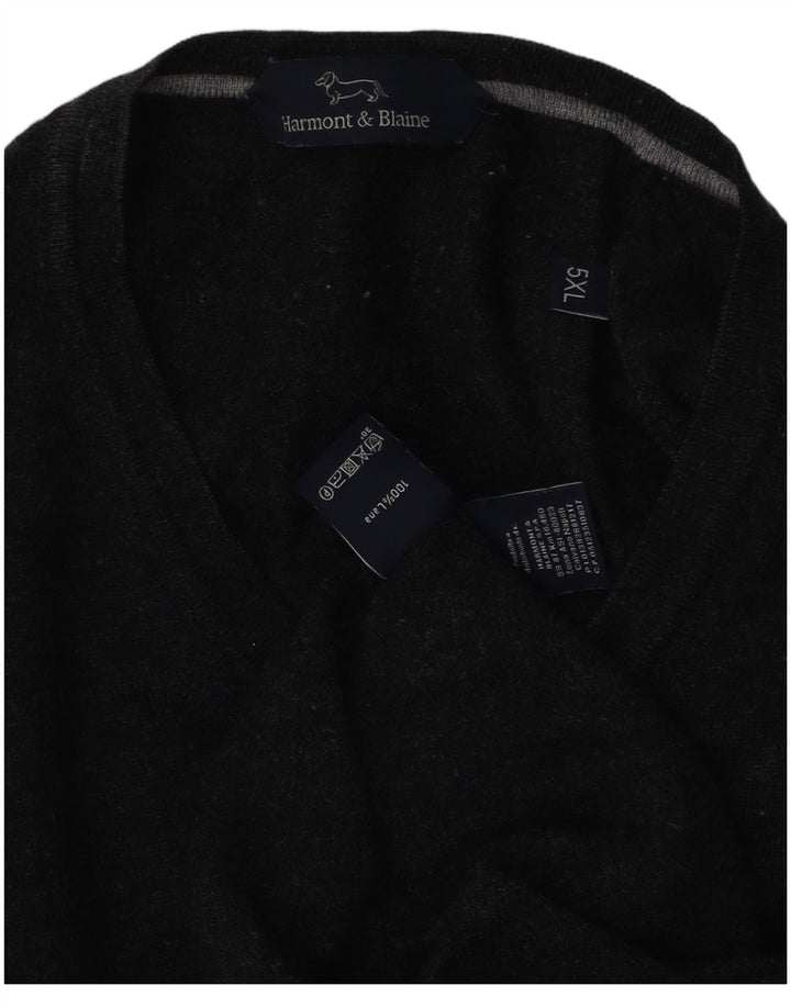 Suéter masculino Harmont & Blaine com decote em V 5XL lã cinza