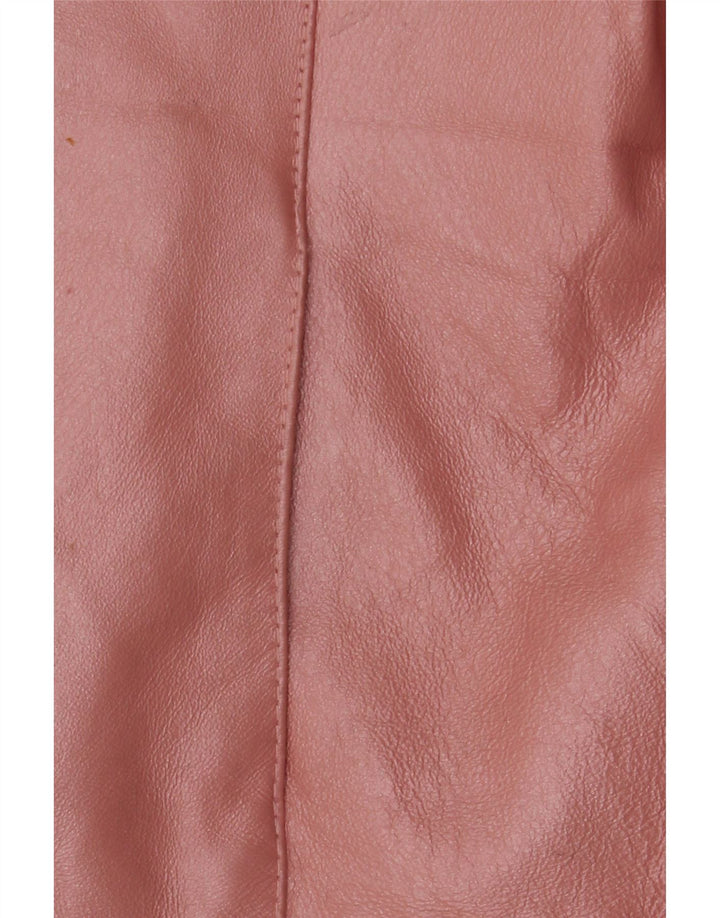 Jaqueta de couro feminina vintage UK 18 XL couro rosa