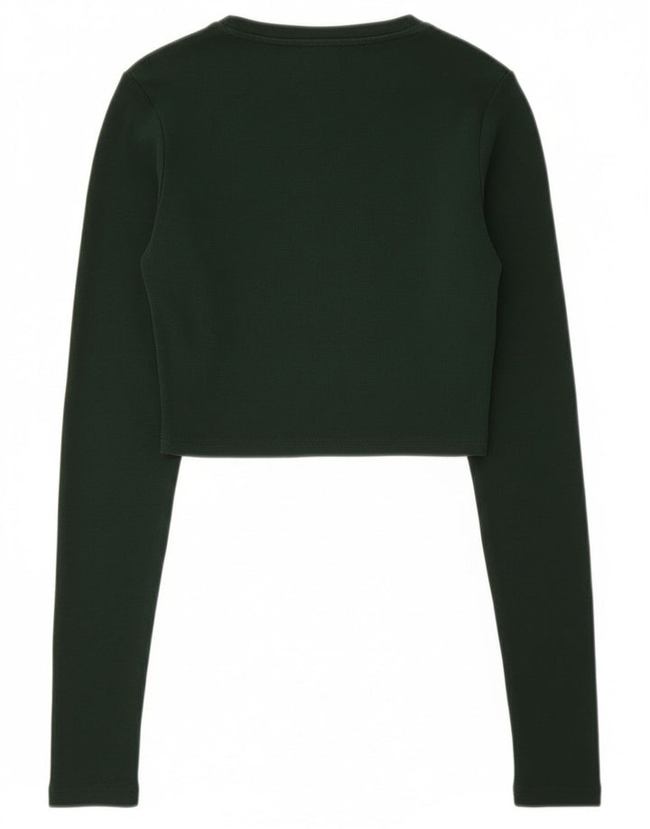 Zara Womens Long Sleeve Crop Top Reino Unido 12 Médio Verde