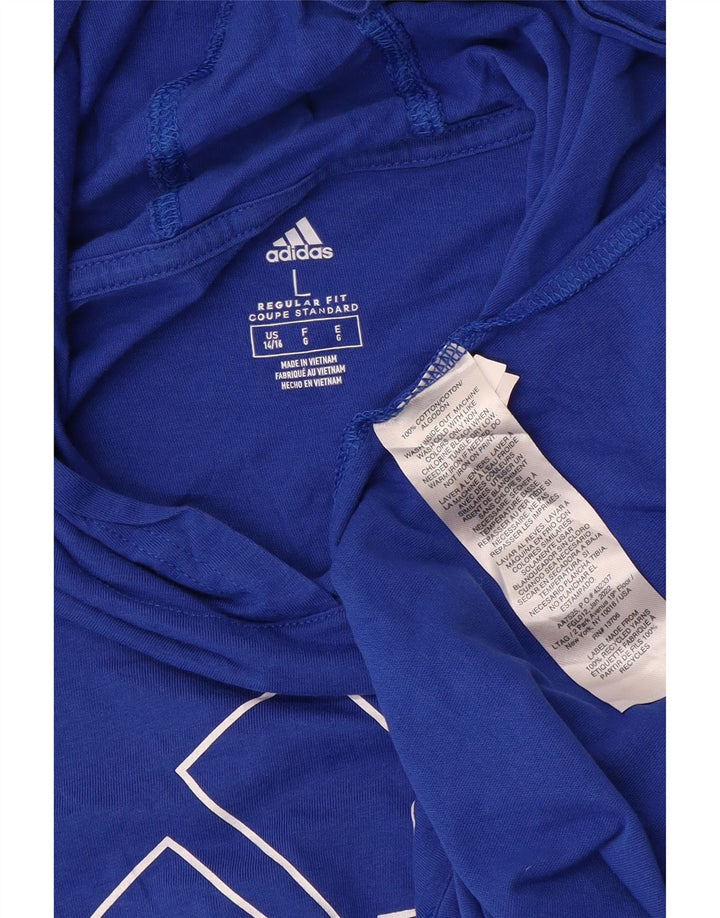 Top gráfico com capuz Adidas meninos manga comprida 14-15 anos grande azul esportivo