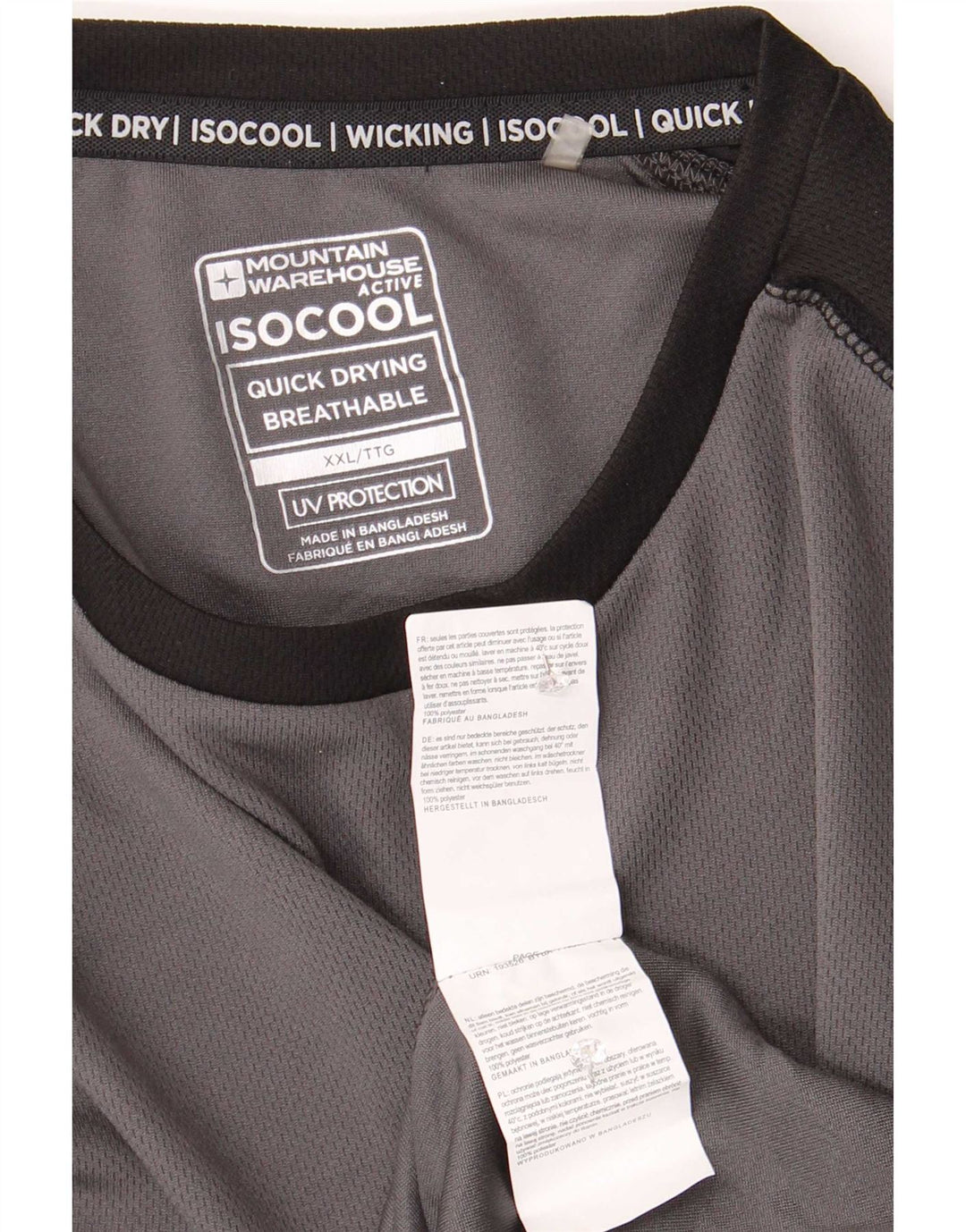Mountain Warehouse Masculino IsoCool Top manga comprida 2XL cinza colorblock