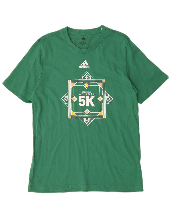 Adidas Mens Graphic T-Shirt Top Médio Algodão Verde
