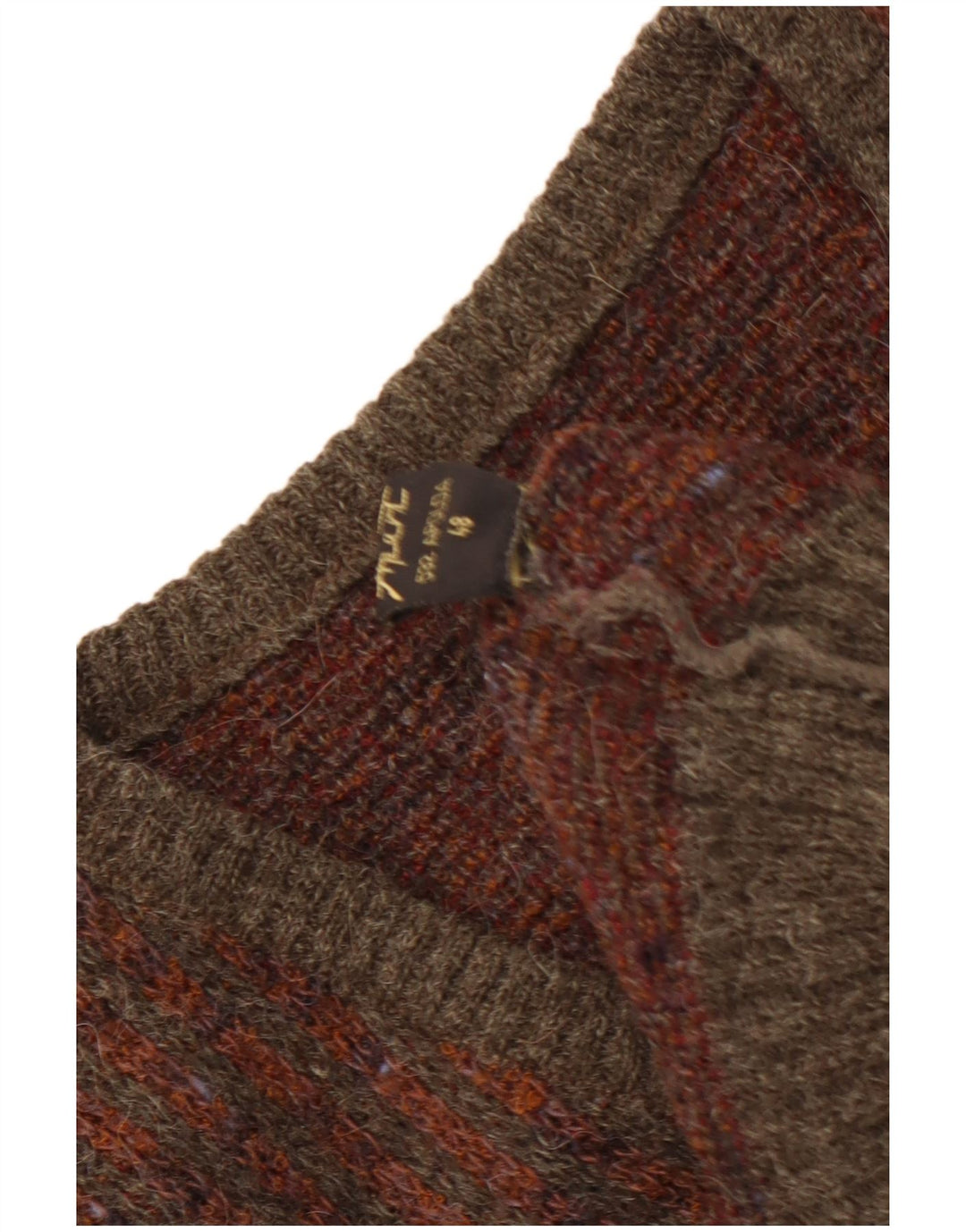 Suéter masculino VINTAGE com decote em V IT 48 Marrom médio Argyle/Diamante