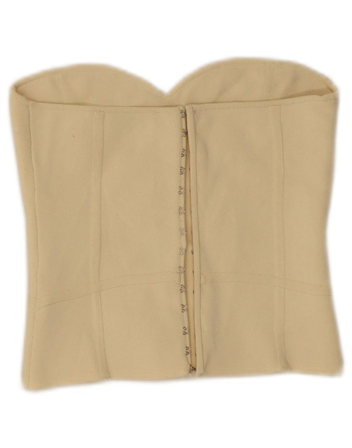 Top espartilho feminino sem alças Zara Reino Unido 12 viscose amarela média