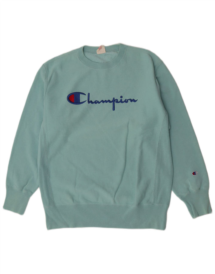 Champion masculino gráfico moletom jumper XL turquesa