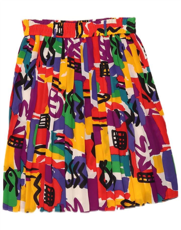 Divina Saia feminina plissada EU 40 Médio W34 Multicolorido Geométrico