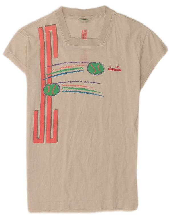 Camiseta gráfica feminina Diadora Top IT 42 algodão branco médio