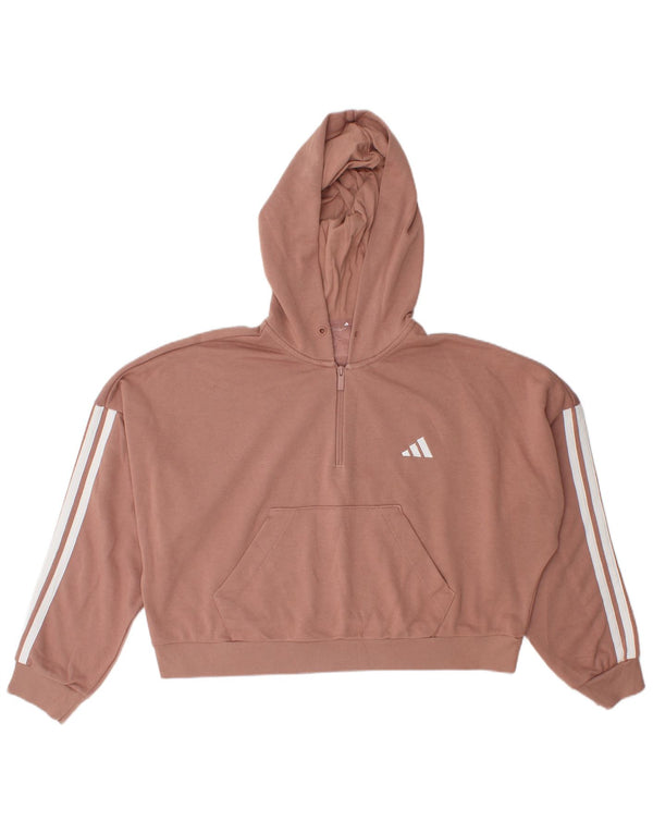 Adidas Womens Crop Oversized Zip Neck Hoodie Jumper Reino Unido 16 Grande Rosa