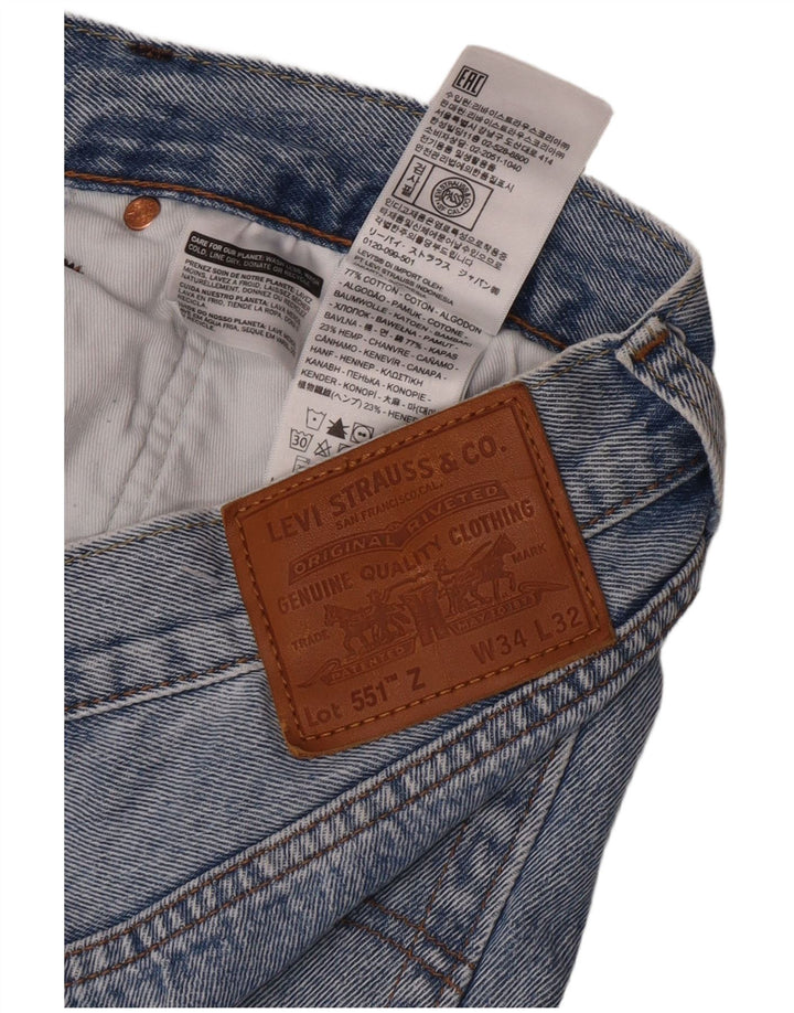 Jeans retos masculinos Levi's W34 L32 algodão azul