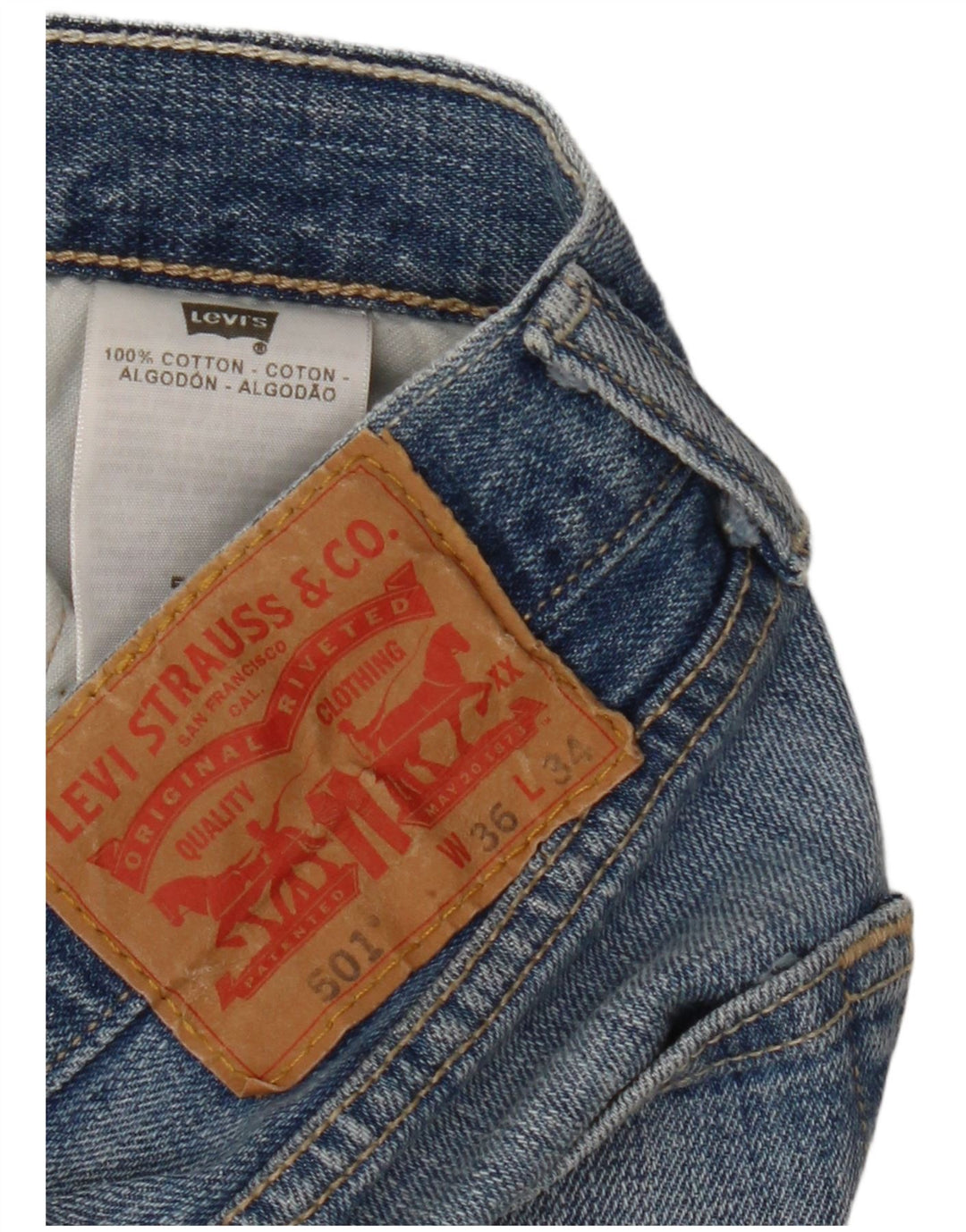 Levi's Masculino 501 Straight Jeans W36 L34 Azul Algodão